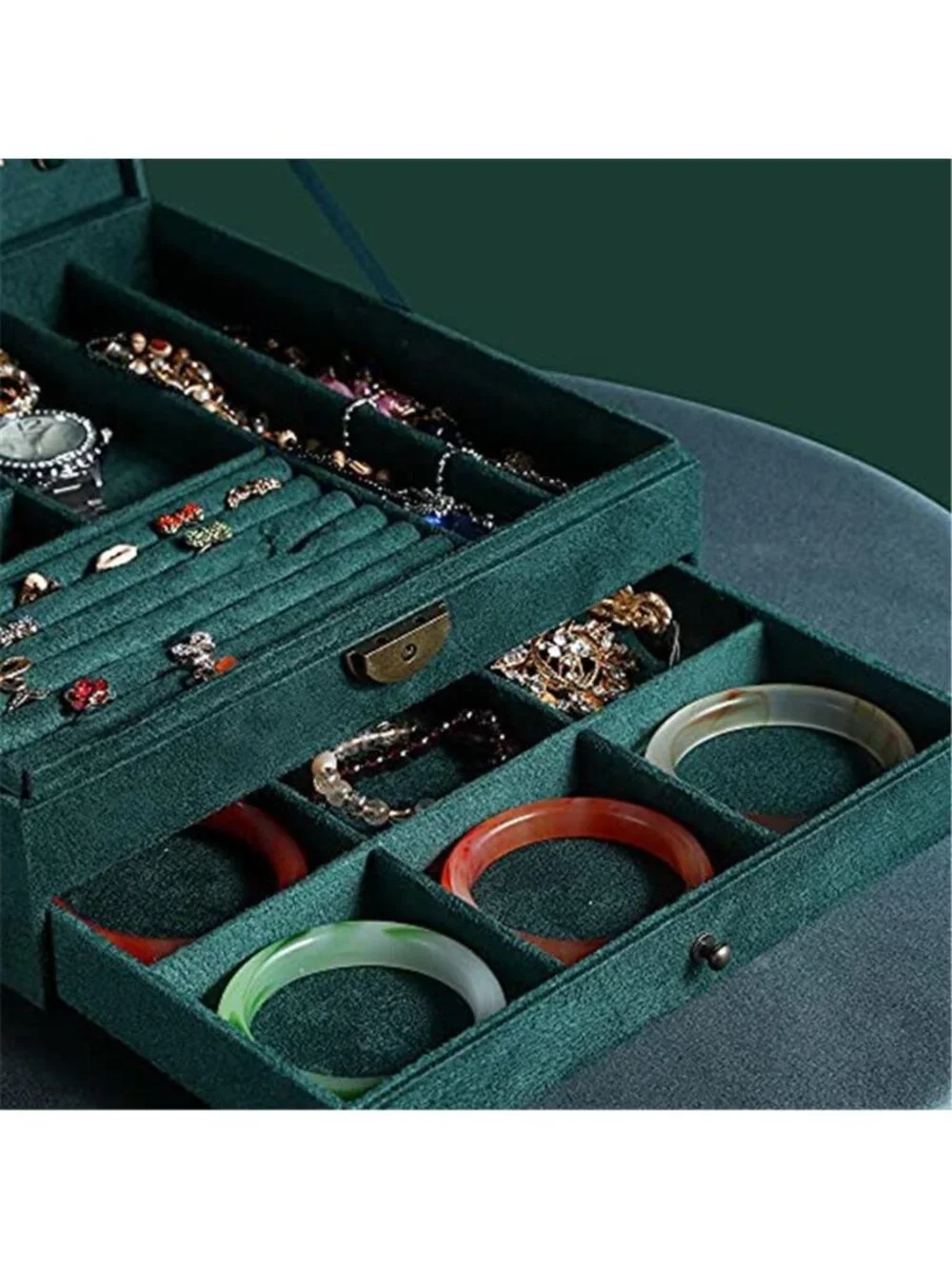 Travel Jewelry Box Organizer Lockable Jewelry Case Ring Necklace Storage